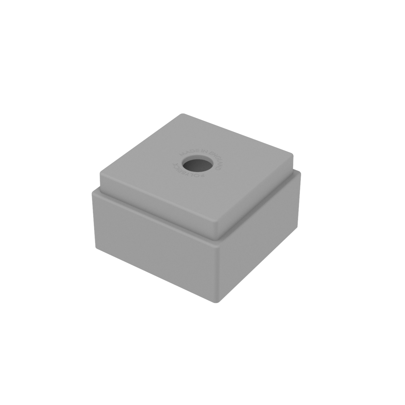 Blocco da costruzione singolo PolyBrick in plastica grigia.